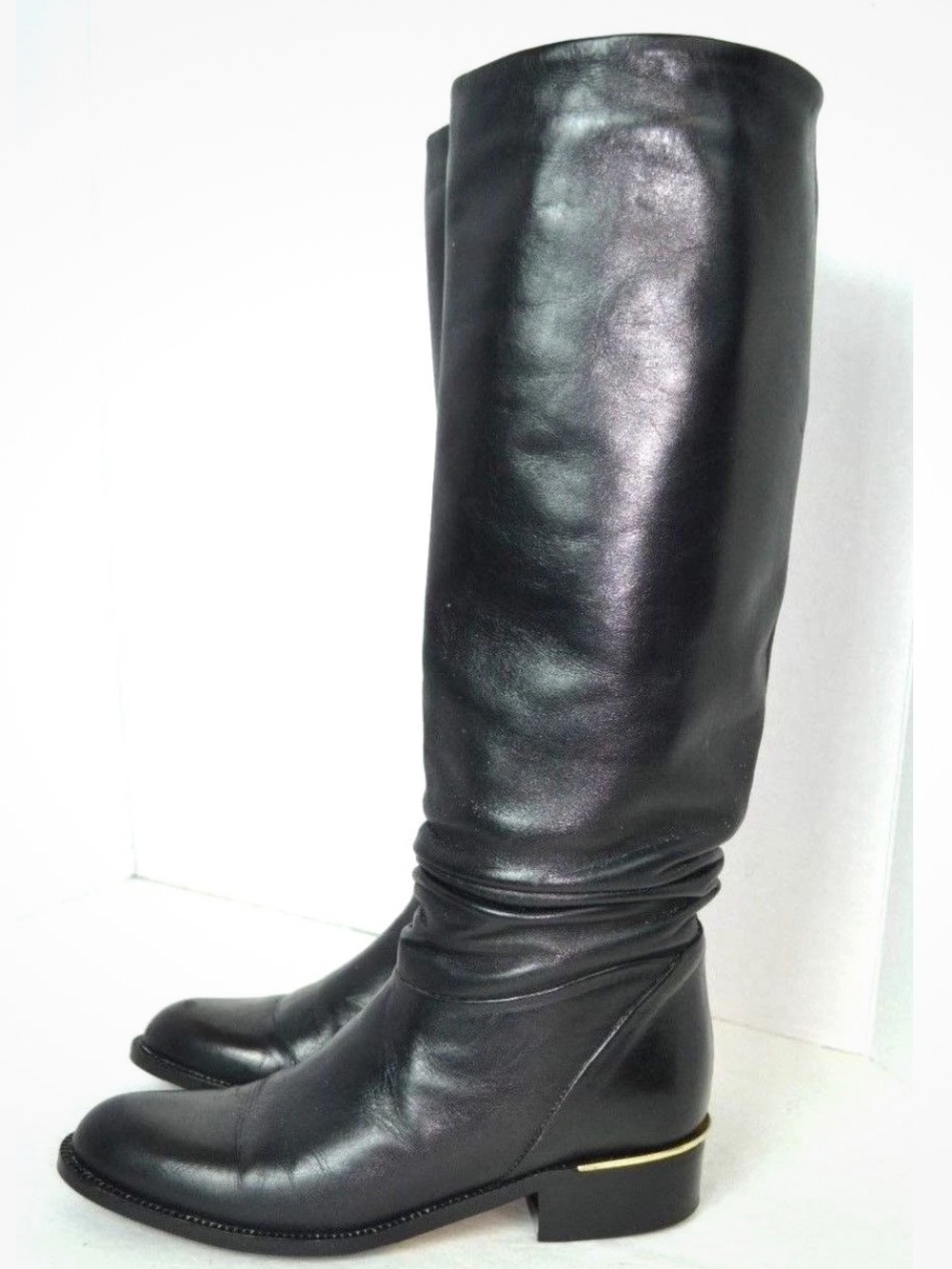 Sudini Italy Tall Black Leather Riding Boots